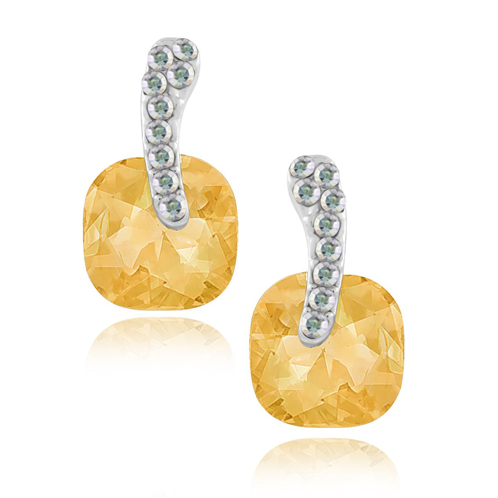 Cushion Aaa Crystal American Diamond Gold Stud Earring Girls Bulk