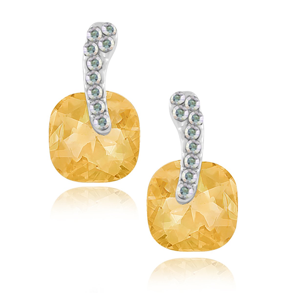 Cushion Aaa Crystal American Diamond Gold Stud Earring Girls Bulk