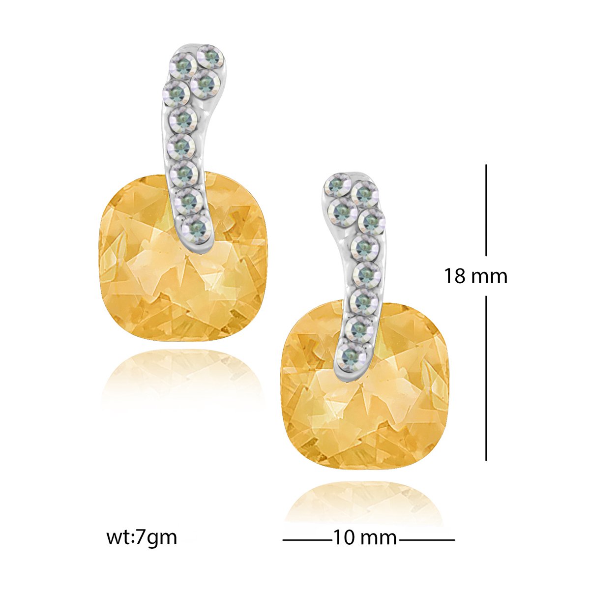 Cushion Aaa Crystal American Diamond Gold Stud Earring Girls Bulk