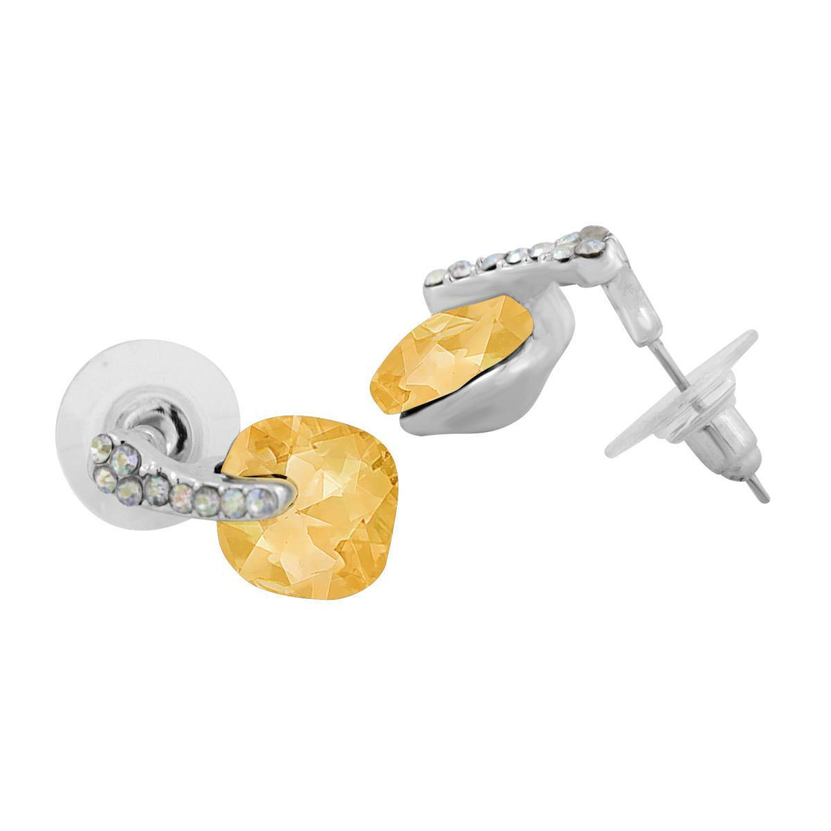 Cushion Aaa Crystal American Diamond Gold Stud Earring Girls Bulk