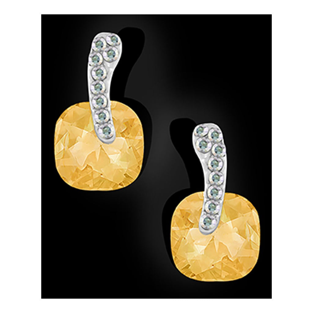 Cushion Aaa Crystal American Diamond Gold Stud Earring Girls Bulk