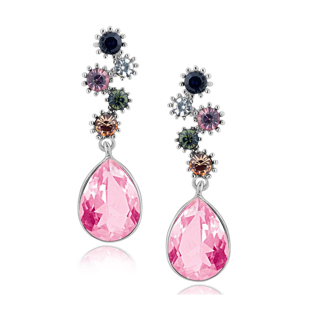 Stylish Drop Aaa Crystal Rhodium Pink Dangle Drop Earring Girls Bulk
