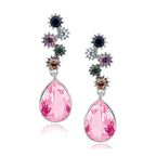 Stylish Drop Aaa Crystal Rhodium Pink Dangle Drop Earring Girls Bulk