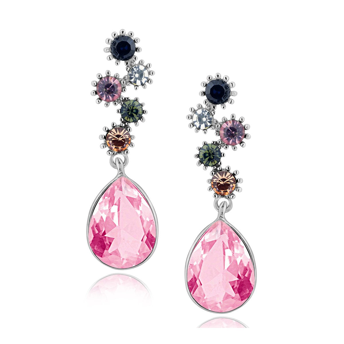 Stylish Drop Aaa Crystal Rhodium Pink Dangle Drop Earring Girls Bulk
