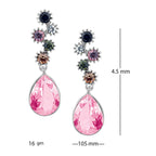 Stylish Drop Aaa Crystal Rhodium Pink Dangle Drop Earring Girls Bulk