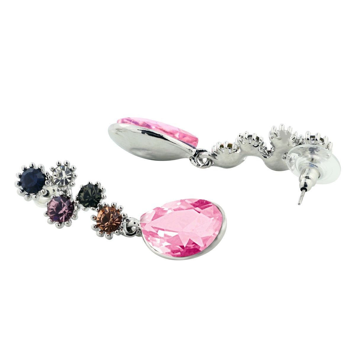 Stylish Drop Aaa Crystal Rhodium Pink Dangle Drop Earring Girls Bulk