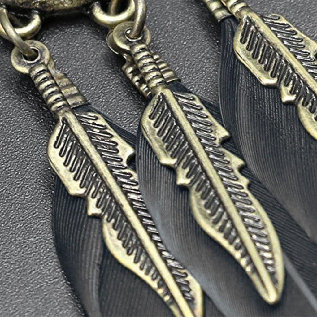 Boho Feather Flower Filigree Black Gold Hanging Dangle Earring Bulk