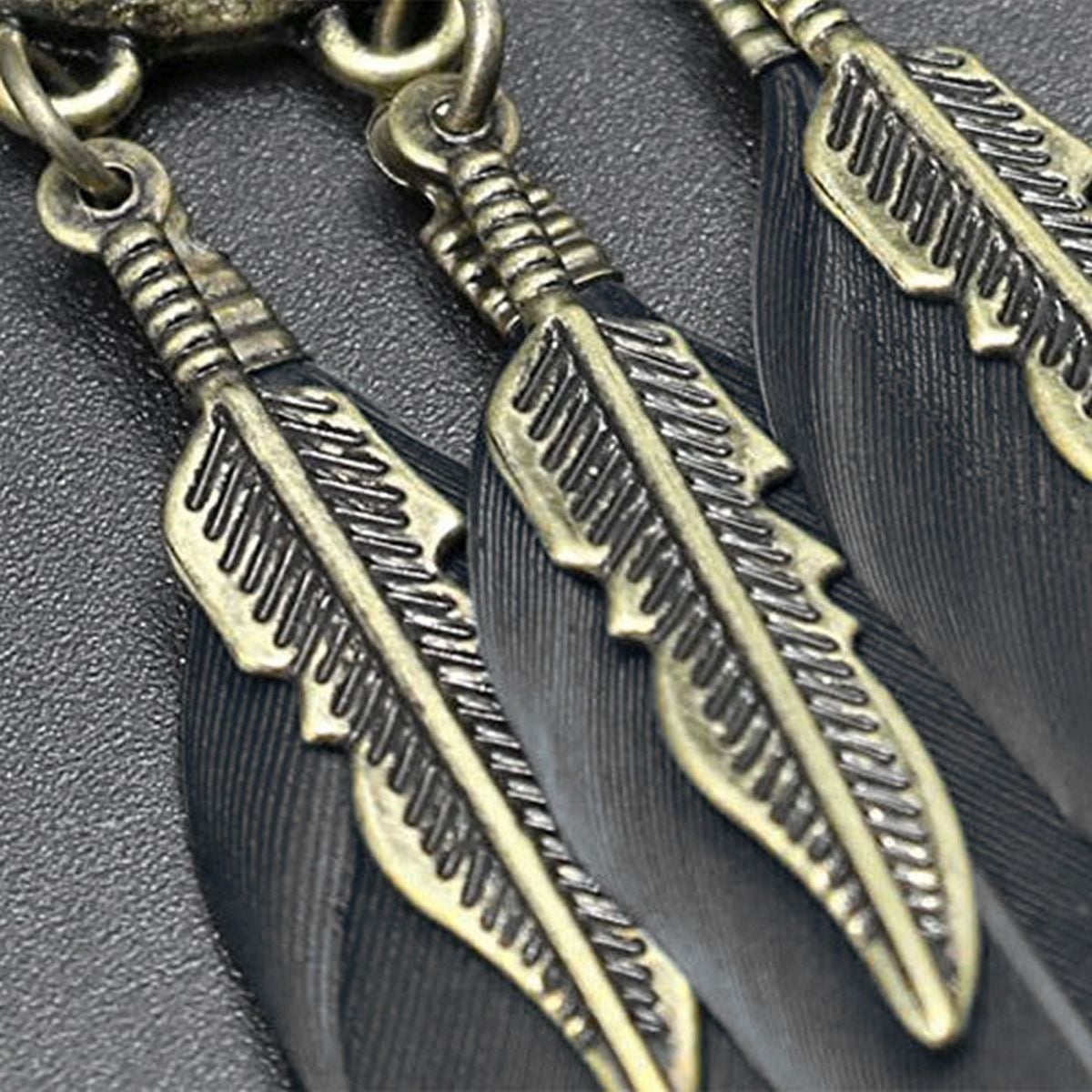 Boho Feather Flower Filigree Black Gold Hanging Dangle Earring Bulk