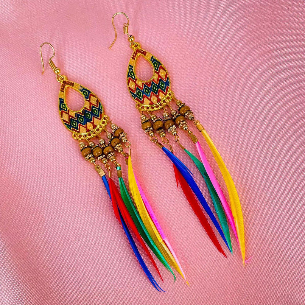 Bohemian Slim Multicolor Rose Gold Hanging Dangle Earring Bulk