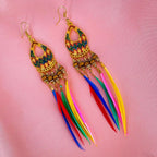 Bohemian Slim Multicolor Rose Gold Hanging Dangle Earring Bulk