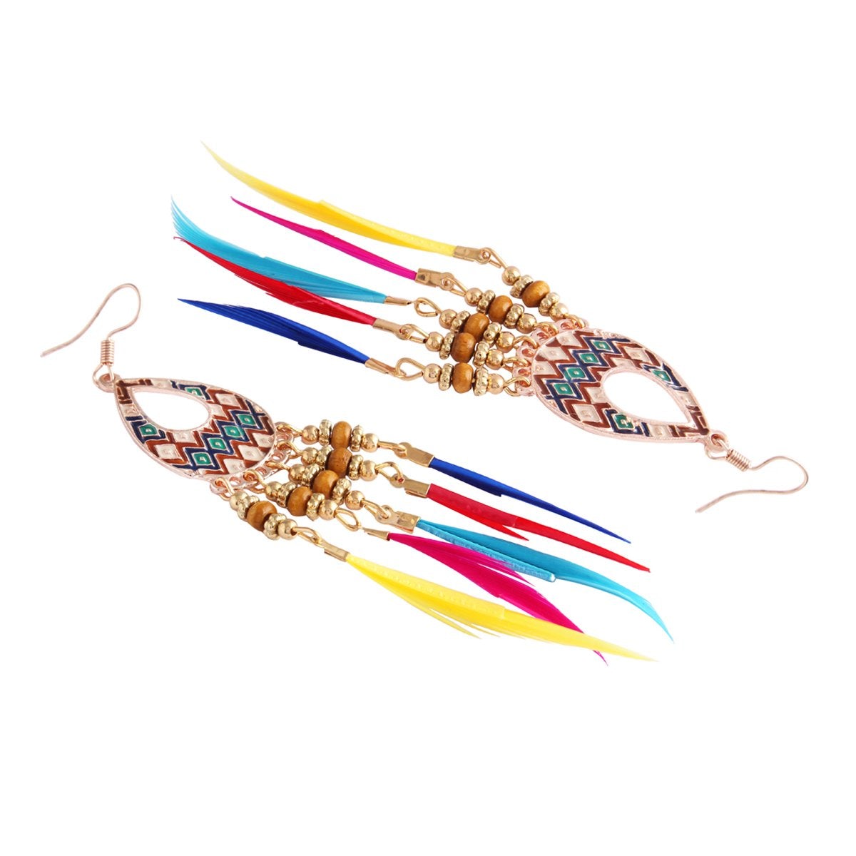 Bohemian Slim Multicolor Rose Gold Hanging Dangle Earring Bulk