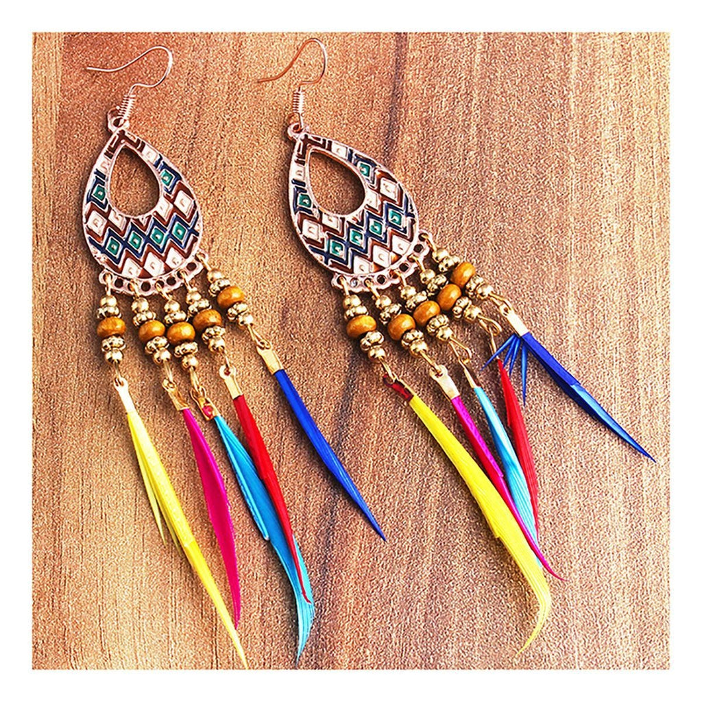 Bohemian Slim Multicolor Rose Gold Hanging Dangle Earring Bulk