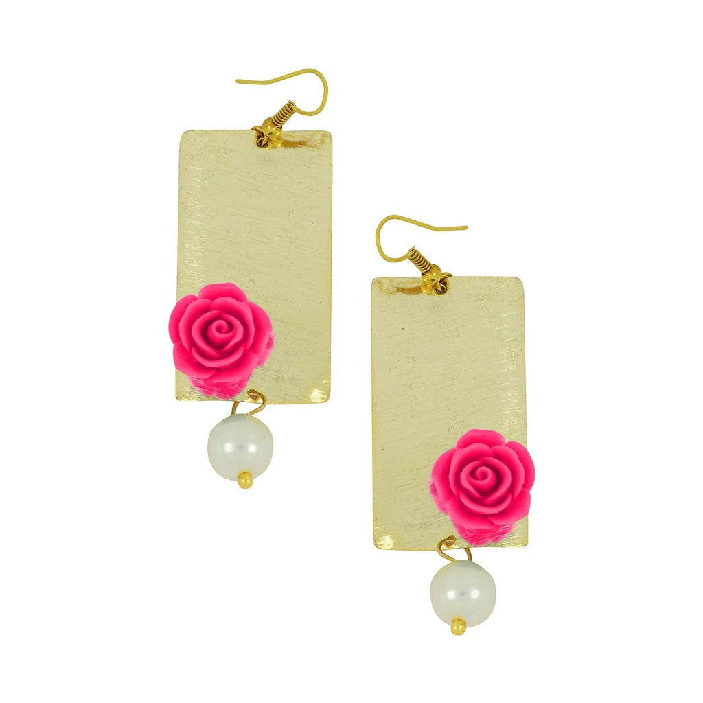 Daily Dangling 18K Gold Pink Rose Pearl Dangle Drop Earring Bulk
