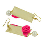 Daily Dangling 18K Gold Pink Rose Pearl Dangle Drop Earring Bulk