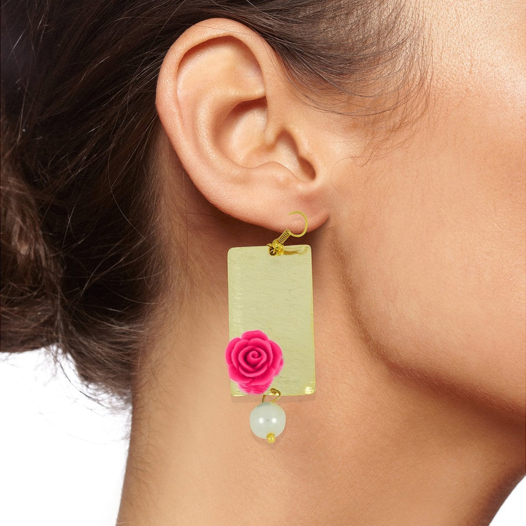 Daily Dangling 18K Gold Pink Rose Pearl Dangle Drop Earring Bulk