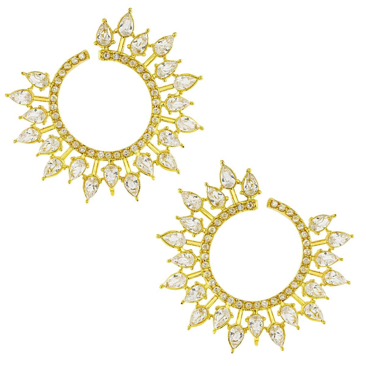 Filigree 18K Gold Crystal CZ Chandbali Dangle Earring Bulk
