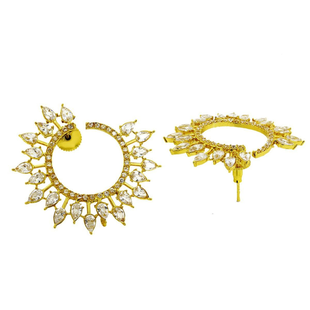 Filigree 18K Gold Crystal CZ Chandbali Dangle Earring Bulk