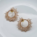 Filigree 18K Gold Crystal CZ Chandbali Dangle Earring Bulk