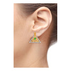 Triangle Gold Filigree CZ Crystal Green Stud Earring Bulk