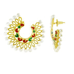 Filigree Gold Red Green Meenakari Pearl Chand Bali Stud Earring Bulk