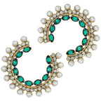Gold Green Crystal CZ Pearl Chaand Bali Stud Earring Bulk