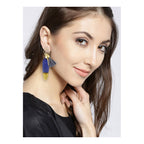 Stylish Trendy Young Grey Gold Long Tassel Feather Earring Women Bulk