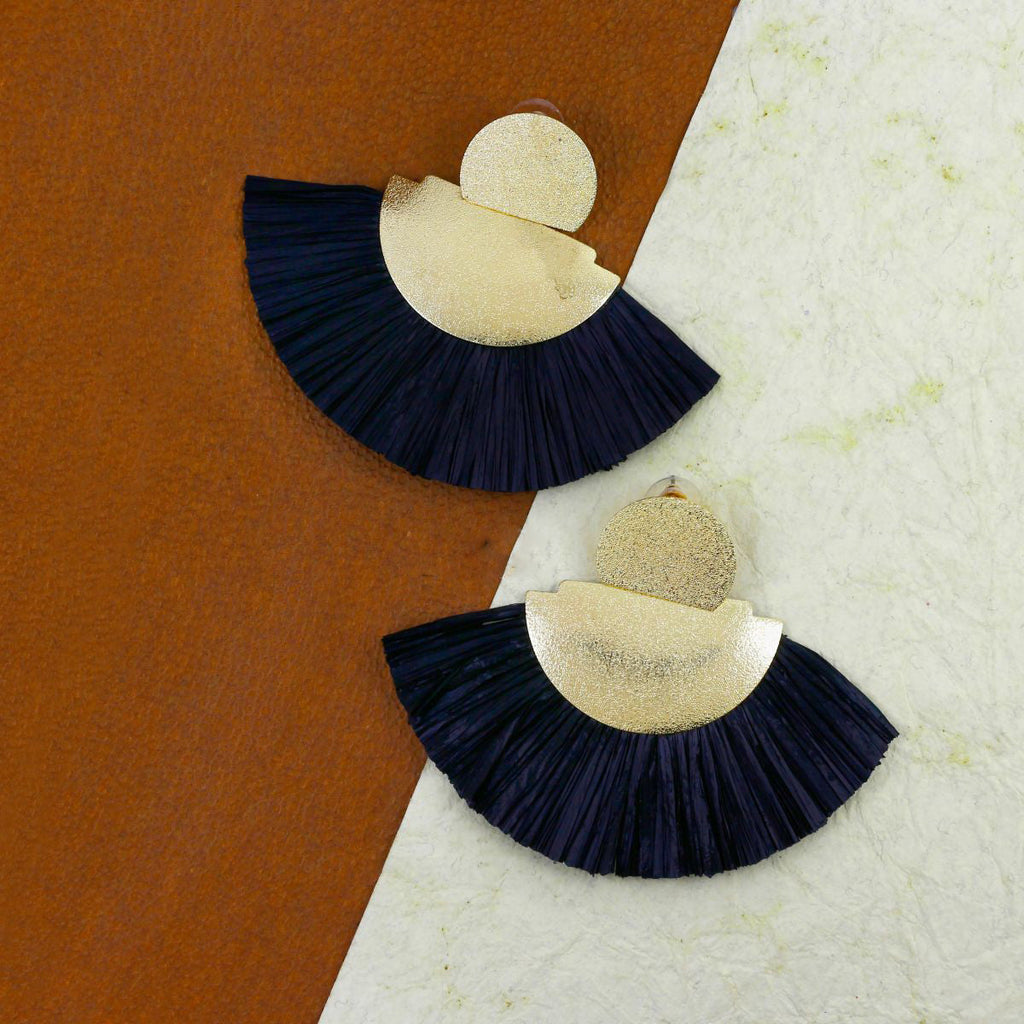 Fan Tassel Bohemian Gypsy Black Statement Earrings Women Girls Bulk
