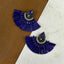 Studded Fan Tassel Bohemian Gypsy Blue Statement Earrings Girls Bulk