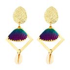 Handmade Painted Beach Shells Multi Dangle Drop Earrings Girls Bulk