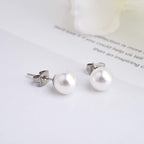 8 Mm Pearl Silver 316L Surgical Stainless Steel Stud Earring Bulk