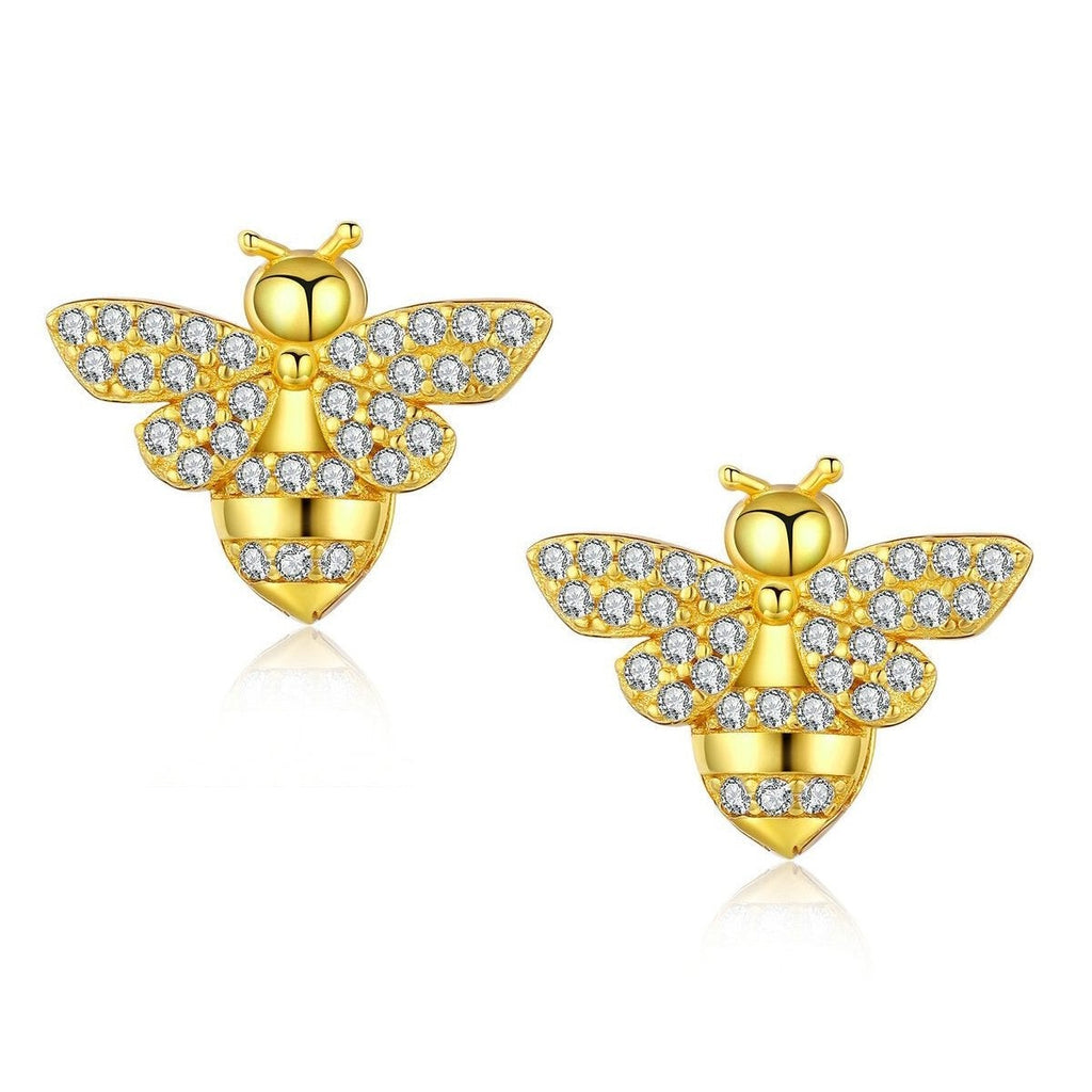 Honey Bee 18K Gold Brass Stud Earring Pair For Women Bulk