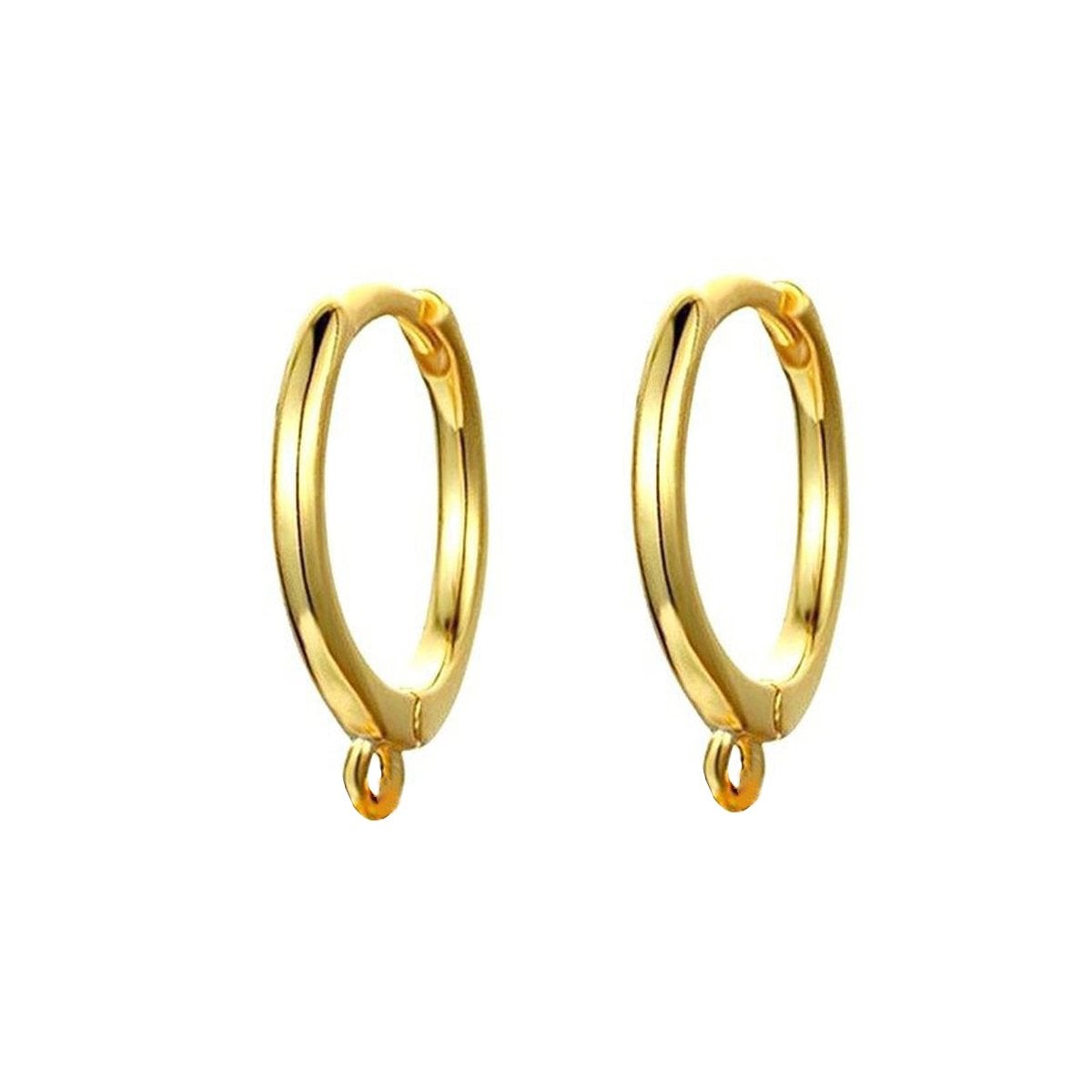 Cubic Zirconia Gold Hoop Earring Pair For Women Bulk