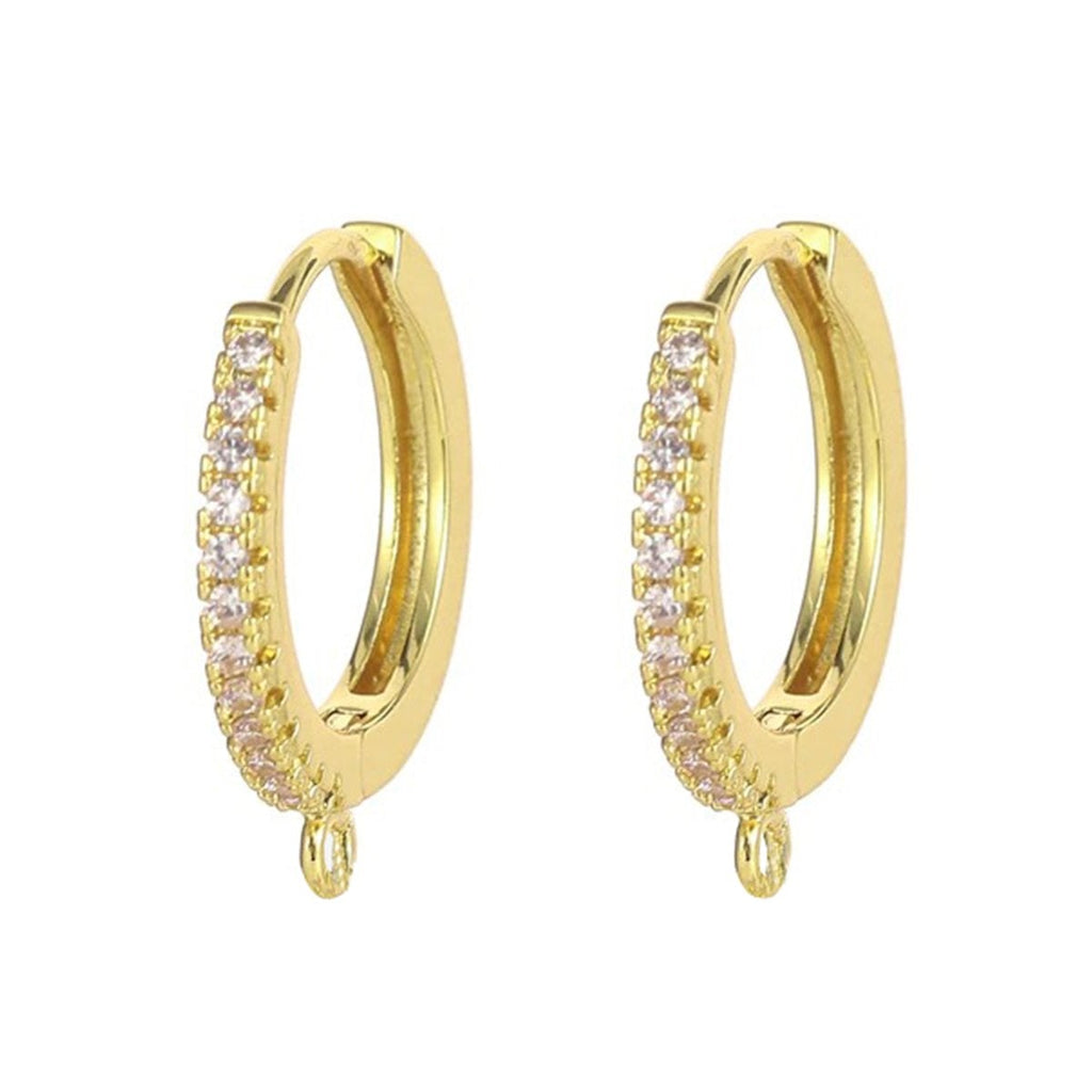 Cubic Zirconia Gold Hoop Earring Pair For Women Bulk