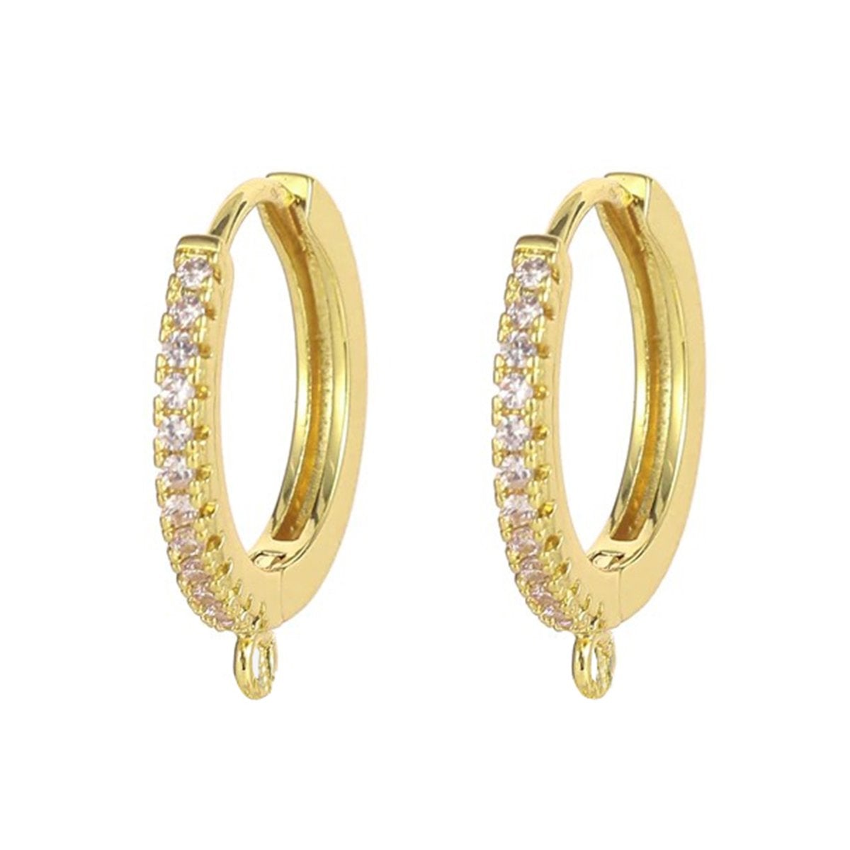 Cubic Zirconia Gold Hoop Earring Pair For Women Bulk