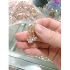 Crown Gold Brass American Diamond Hoop Drop Earring For Women Bulk