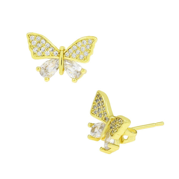 Butterfly 18K Gold Plated Crystal Stud Earring Pair For Women Bulk Secondary image