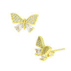 Butterfly 18K Gold Plated Crystal Stud Earring Pair For Women Bulk