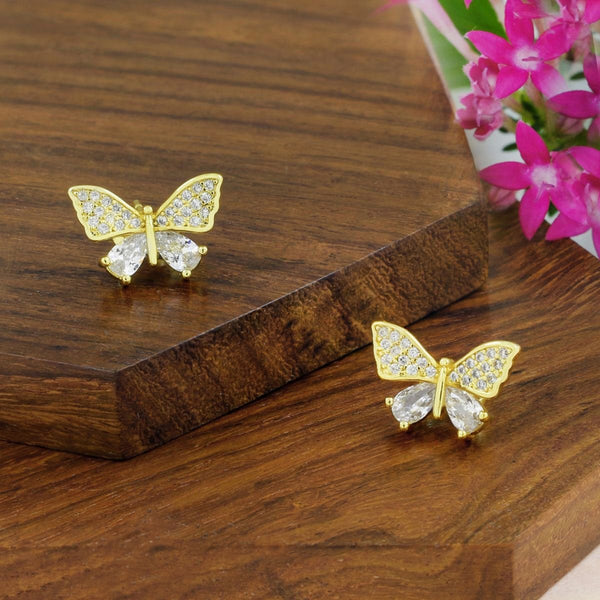 Butterfly 18K Gold Plated Crystal Stud Earring Pair For Women Bulk Main image