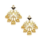 Flower Leaf Design Gold Red Pearl Filigree Jhumki Dangle Earring Bulk