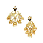 Flower Leaf Design Gold Red Pearl Filigree Jhumki Dangle Earring Bulk