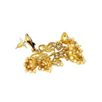 Flower Leaf Design Gold Red Pearl Filigree Jhumki Dangle Earring Bulk