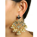 Flower Leaf Design Gold Red Pearl Filigree Jhumki Dangle Earring Bulk