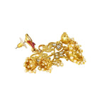 Flower Leaf Design Gold Red Pearl Filigree Jhumki Dangle Earring Bulk