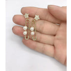 Safety Pin Star Gold Pearl Dangler Earring For Women Bulk