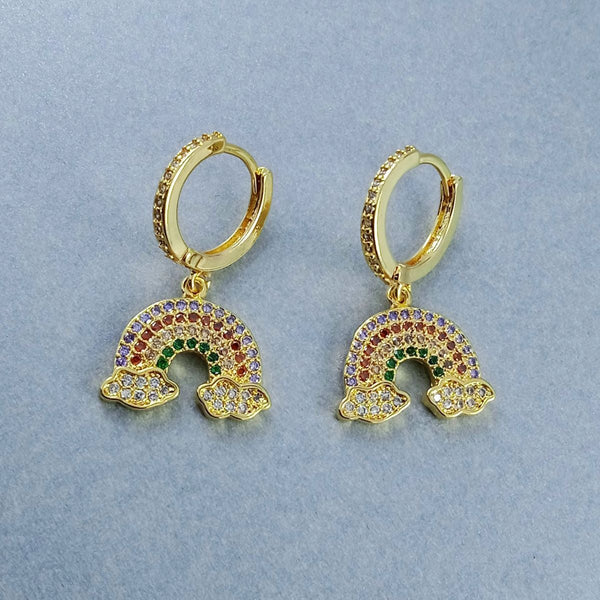 Rainbow Crystal Gold Dangler Earring For Women Bulk Main image