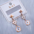 Clover Flower Mother Of Pearl Rose Gold Dangler Earring Pair Bulk