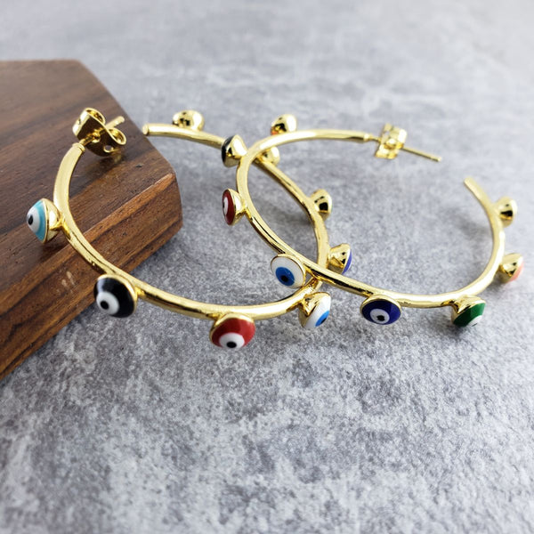 Gold Evil Eye Enamel Chandbali Earring For Women Bulk Main image