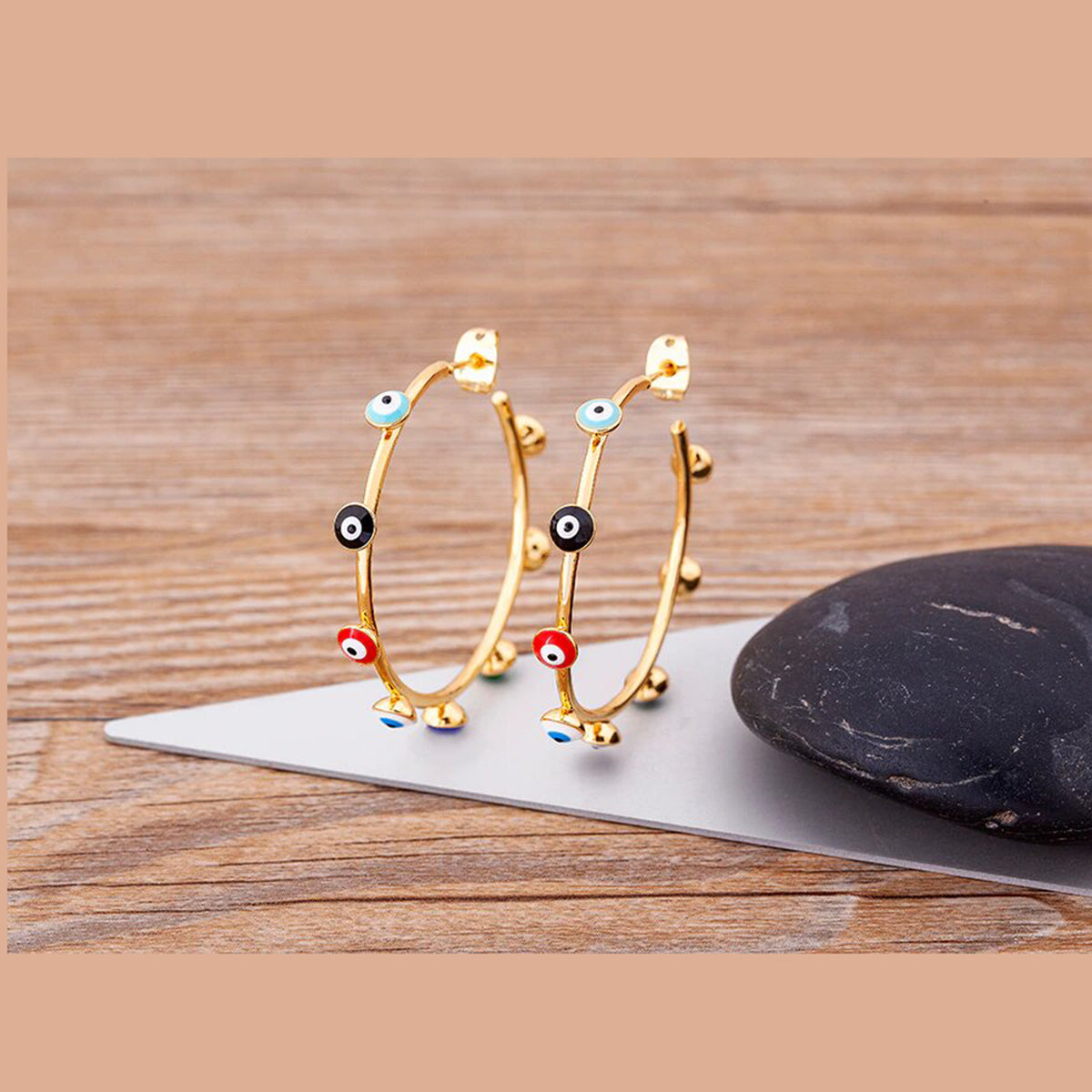 Gold Evil Eye Enamel Chandbali Earring For Women Bulk
