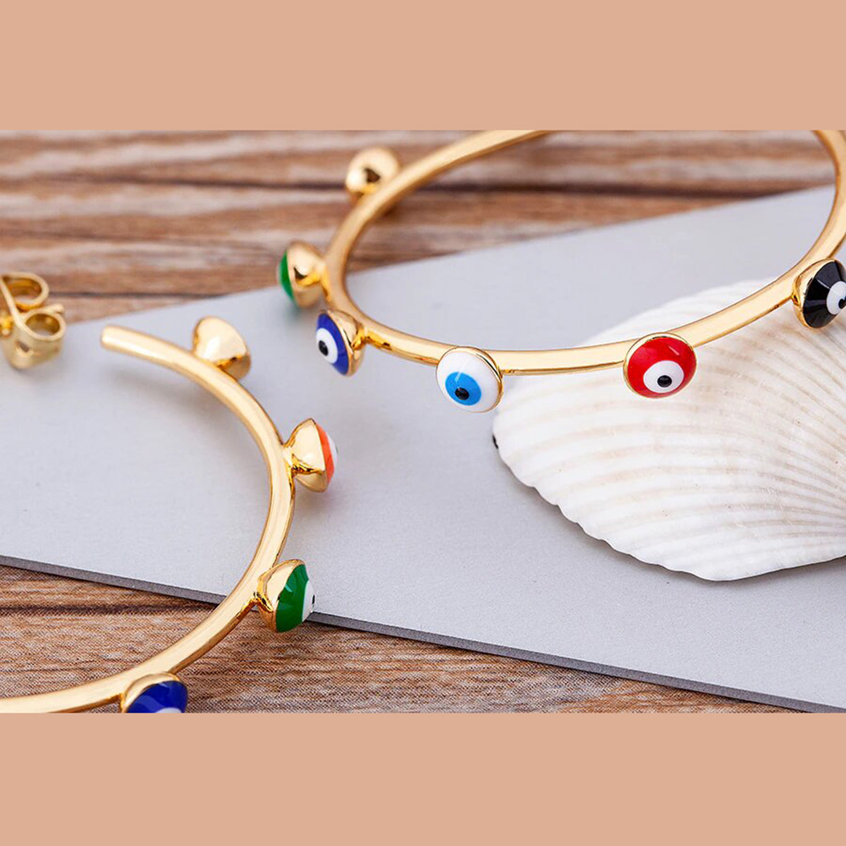 Gold Evil Eye Enamel Chandbali Earring For Women Bulk