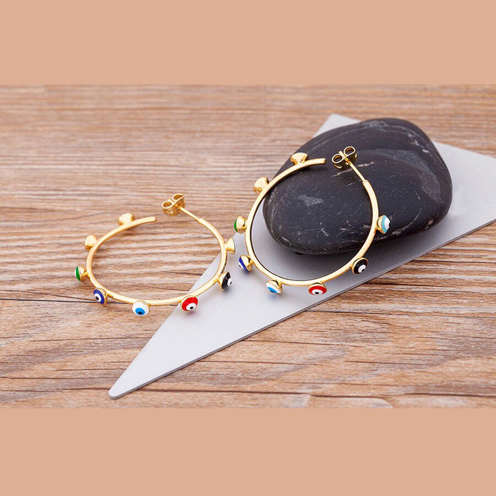Gold Evil Eye Enamel Chandbali Earring For Women Bulk
